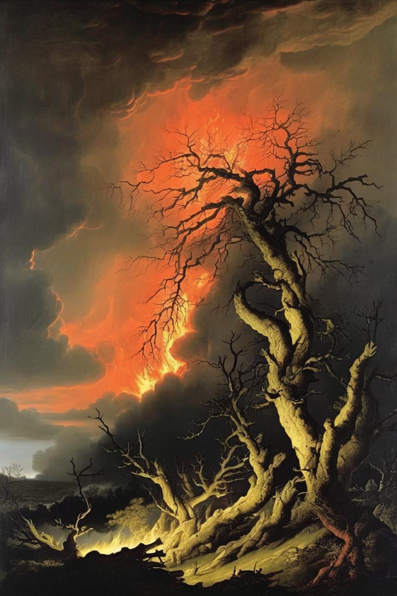 00509-3320180871-Joseph Wright Of Derby Style - fallen trees in flames _ epic stormy burning sky _ light from behind painting by Caspar David Fri.png